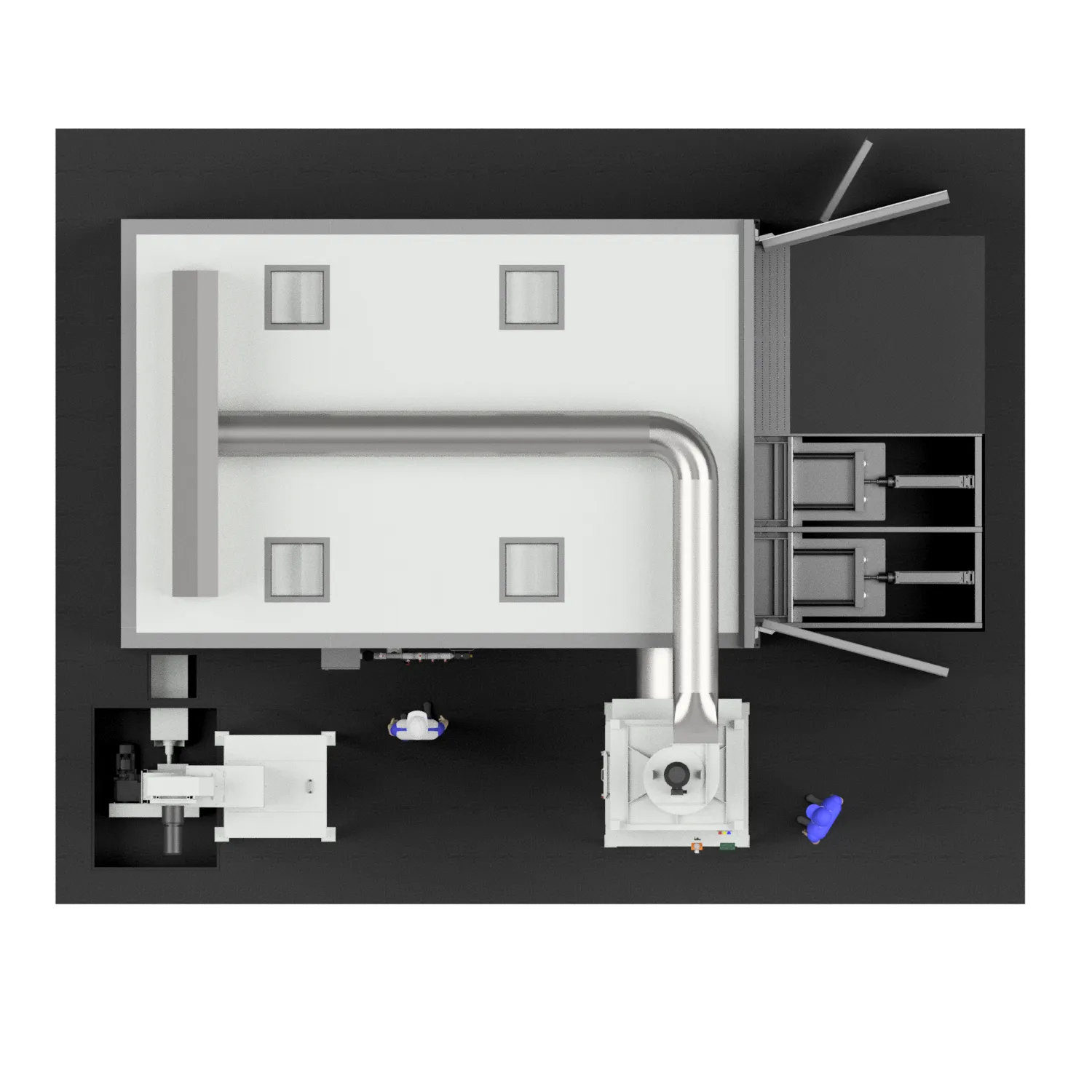 Top View Blast room Small SH-S (6x4x4) - Straaltechniek